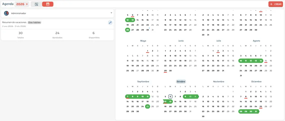 Gestor de vacaciones y gestión de vacaciones en DataControl